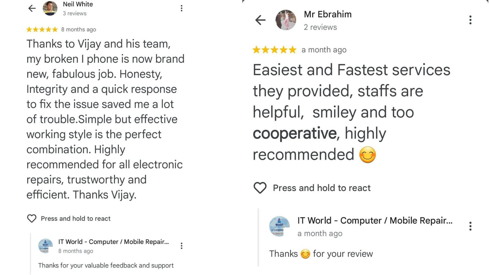 Customer review image 2, showcasing feedback and satisfaction with services