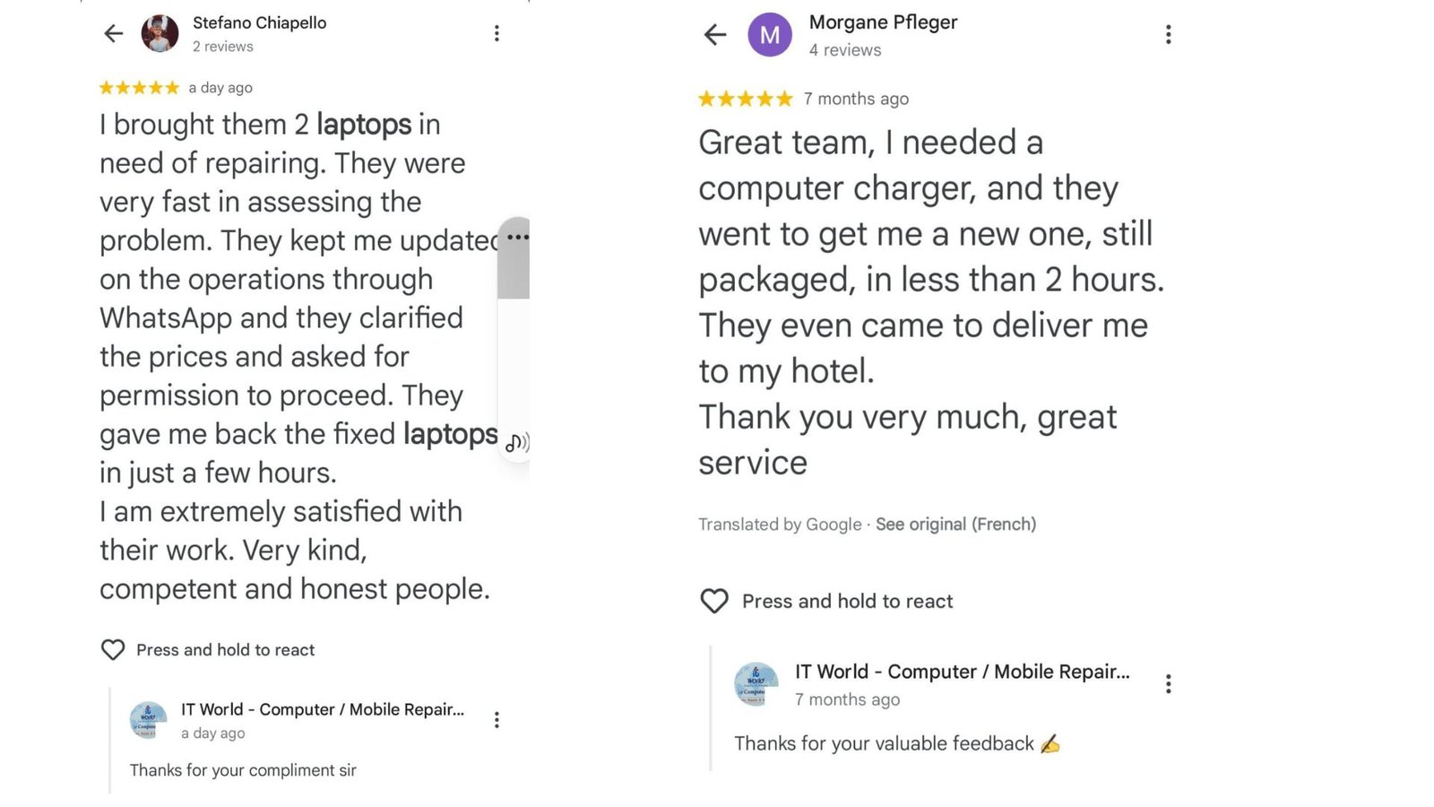 Customer review image 3, highlighting positive experience with the service